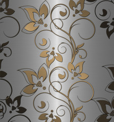 silver with gold floral background