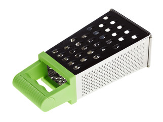 Multi purpose stainless steel grater with green plastic handle