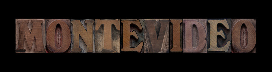 Montevideo in old wood type