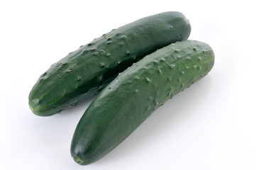 Two whole cucumbers on white background - 30724062