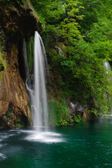 Waterfall in national park. Plitvice, Croatia.
