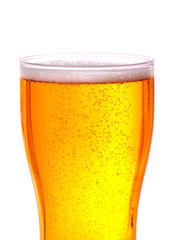 Glass of beer close up macro