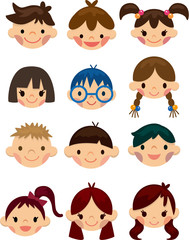 cartoon child face icon