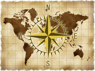 世界地図とコンパス © chris