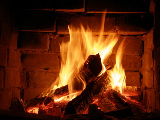 Fire in fireplace - 30726267
