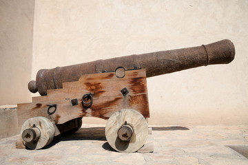 Old Cannon on Wooden Wheels