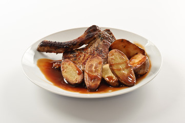 Pork on white background