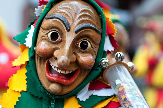 Mask parade at the historical carnival in Freiburg, Germany