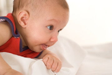 newborn in red