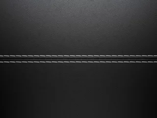 Photo sur Aluminium Cuir Fond en cuir noir cousu horizontalement