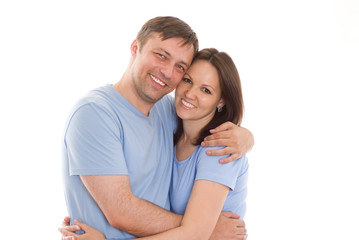 young couple on a white