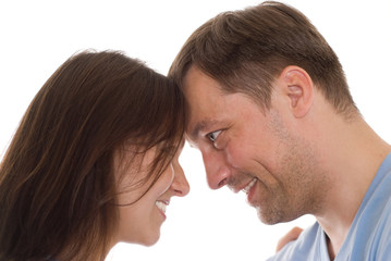 young couple on a white