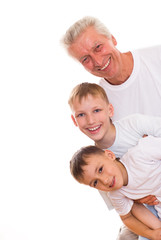 elderly man and boys