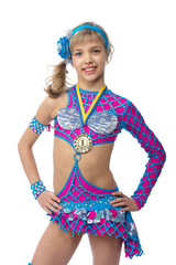 Teenage girl gymnast with a medal