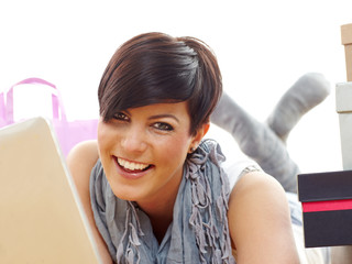 Pretty woman shopping on the internet