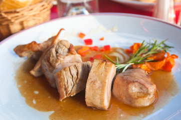 plate of chicken steak