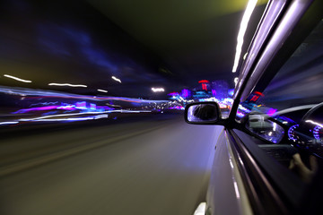 Obraz na płótnie Canvas night car drive