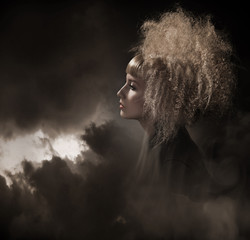 Vogue style photo of a gothic woman