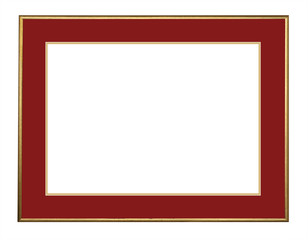 Picture frame in gold leaf with beveled center, isolated