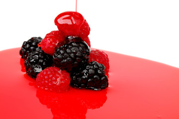 berry mixed pile in syrup