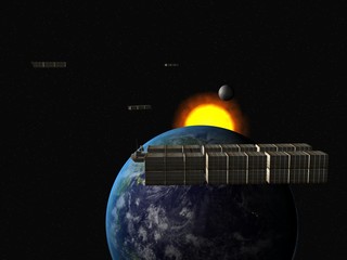 Garbage ship in Sun system over Earth - 30738600
