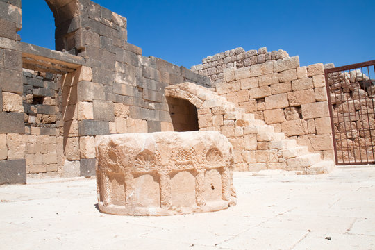 Stone well  in Qasr Al Hallabat desert castle