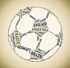 Tagcloud: footbaball ball of countries words