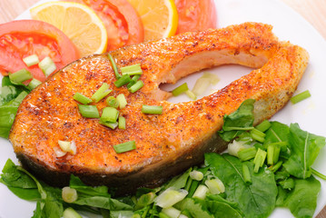 Fried salomon steak