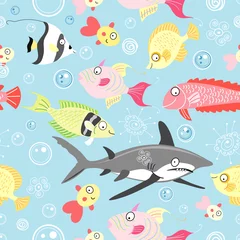 Behang patroon van gekleurde vissen © tanor27