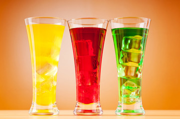 Colourful cocktail in glasses
