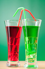 Colourful cocktail in glasses