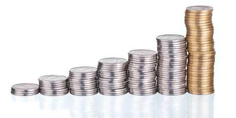 Graph made of gold coins, shows growth