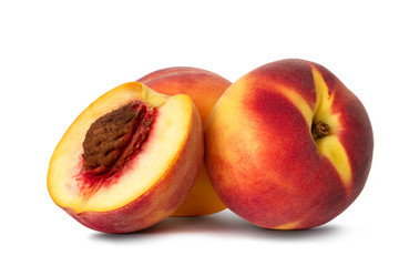 peaches on white background