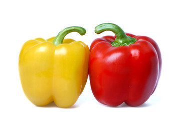 Red and yellow sweet peppers isolated