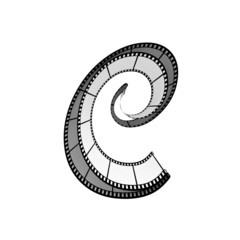 Filmstrip font. Front view. Letter c