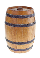 Old wooden barrel.