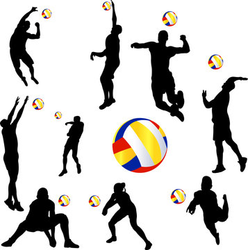 volleyball player set - vector
