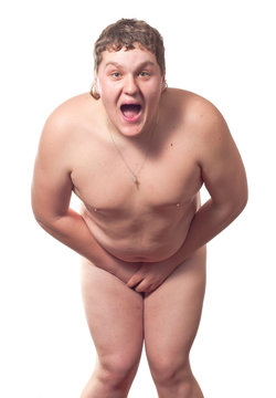 Scared and sexy extreme fat guy.