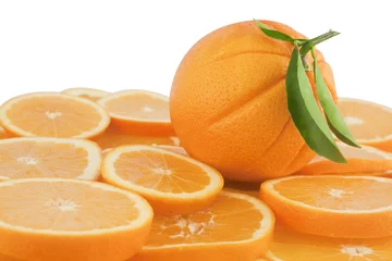 Tableaux ronds sur aluminium brossé Tranches de fruits Orange