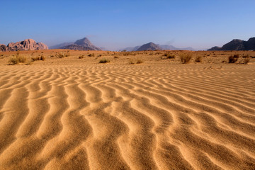 Sand pattern and beautiful landscape of the wadi rum desert