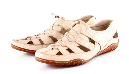 Brown man shoes isolated on white