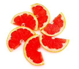 Naklejka na ściany i meble Slices of grapefruit in the form of circle isolated on white