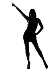 stylish silhouette woman dancing posture pointing