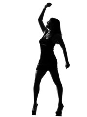 stylish silhouette woman dancing happy