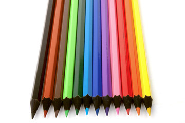 Color pencils on a white background