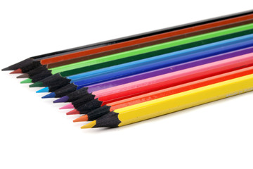 Color pencils on a white background