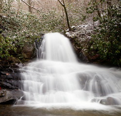 Laurel Falls in Smoky Mountains in snow