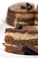 Homemade chocolate cake close-up