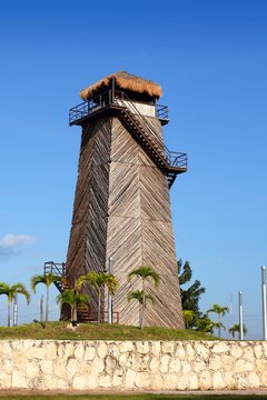 Cancun old airport control tower old wooden