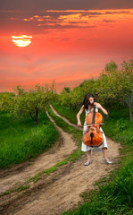 Beautiful girl playing the cello